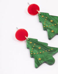 Green Acrylic Mini Xmas Tree Earrings - link has visual effect only