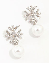 Silver Pearl & Diamante Snowflake Earrings - link has visual effect only