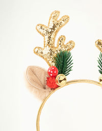 Gold Glitter Woodland Reindeer Antler Headband - link has visual effect only