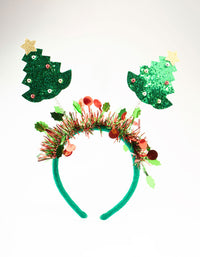 Red & Green Tinsel Spring Festive Tree Headband - link has visual effect only