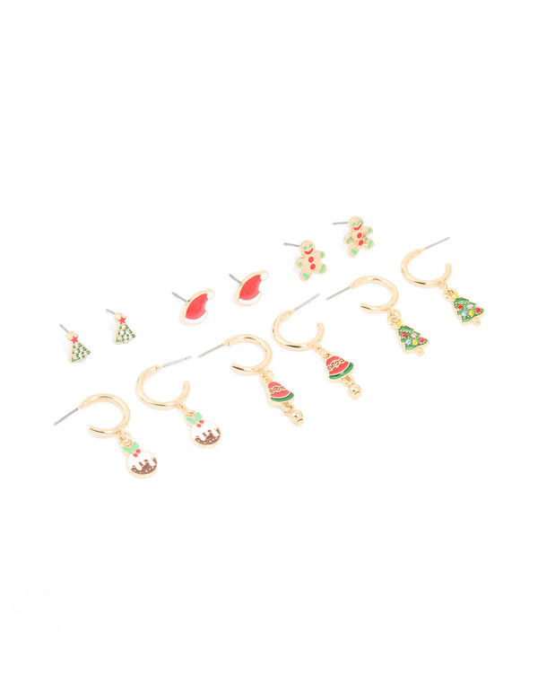 Gold Pudding & Bell Earrings 6-Pack