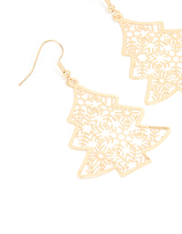 Gold Filigree Festive Tree Drop Earrings - link has visual effect only