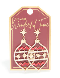 Gold Diamante Ornament Drop Earrings - link has visual effect only