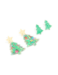 Acrylic Festive Tree Stud Earrings 2-Pack - link has visual effect only