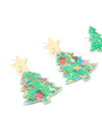 Acrylic Festive Tree Stud Earrings 2-Pack - link has visual effect only