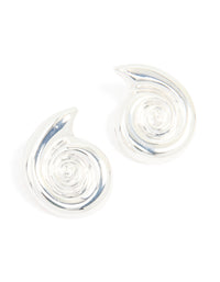 Silver Snail Swirl Stud Earrings - link has visual effect only