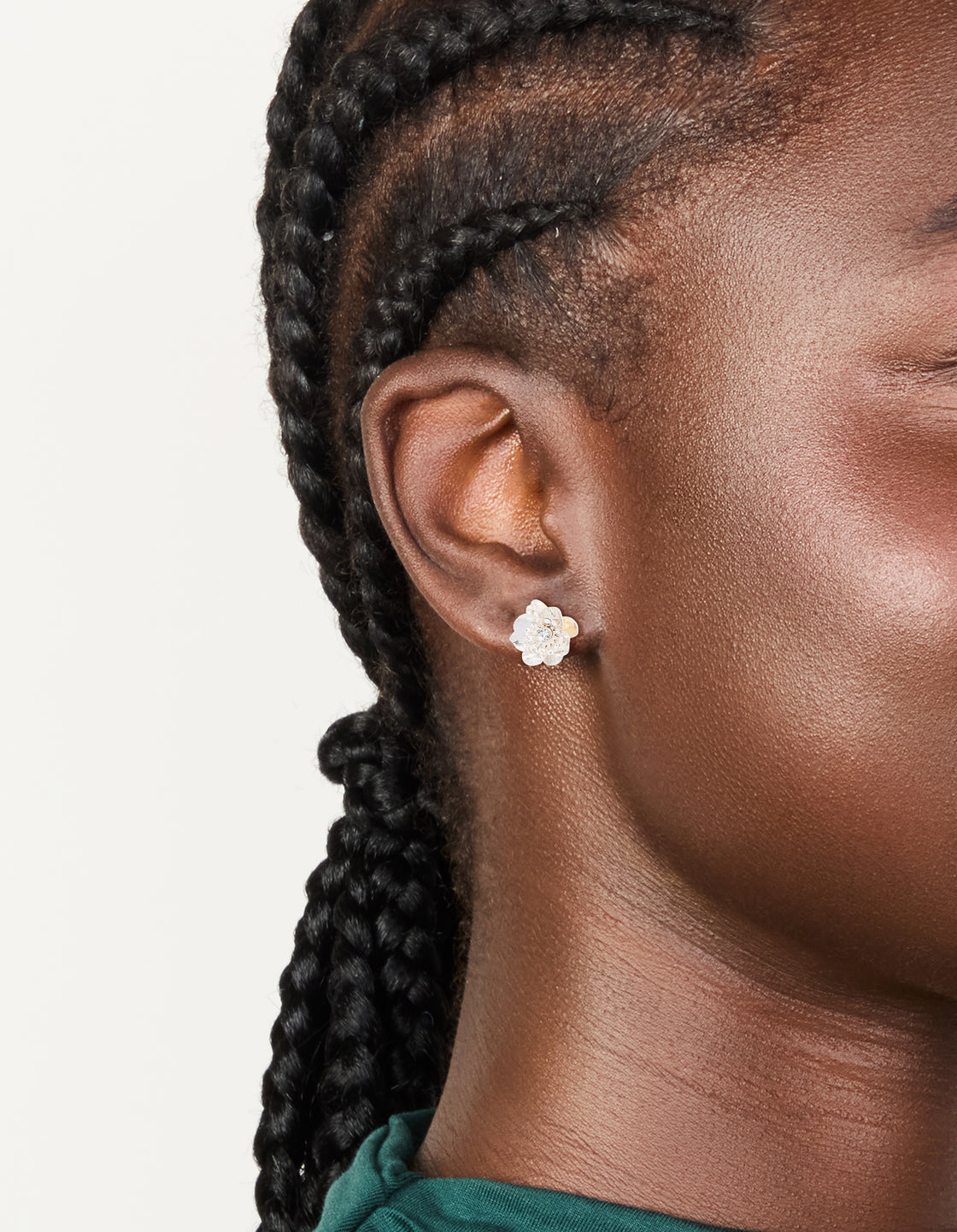 Silver Diamante Flower Stud Earrings