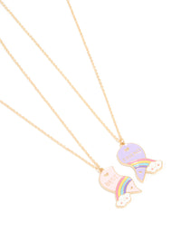 Kids Gold Pink & Purple Rainbow Cloud Heart BFF Necklaces Pack - link has visual effect only
