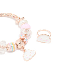 Kids Rose Gold Cloud Stretch Bracelet & Ring Set - link has visual effect only