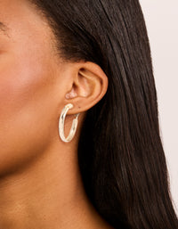 Gold Medium Flat Smooth Hoop Earrings - link has visual effect only