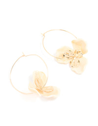 Gold 3D Flower Hoop Earrings - link has visual effect only