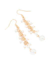 Gold Pearl Round Drop Earrings - link has visual effect only