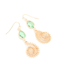 Gold Green Diamante & Snail Shell Drop Earrings - link has visual effect only