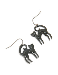 Black Coated Metal Cat Drop Earrings - link has visual effect only