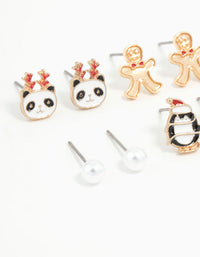 Kids Panda & Penguin Stud Earrings 6-Pack - link has visual effect only