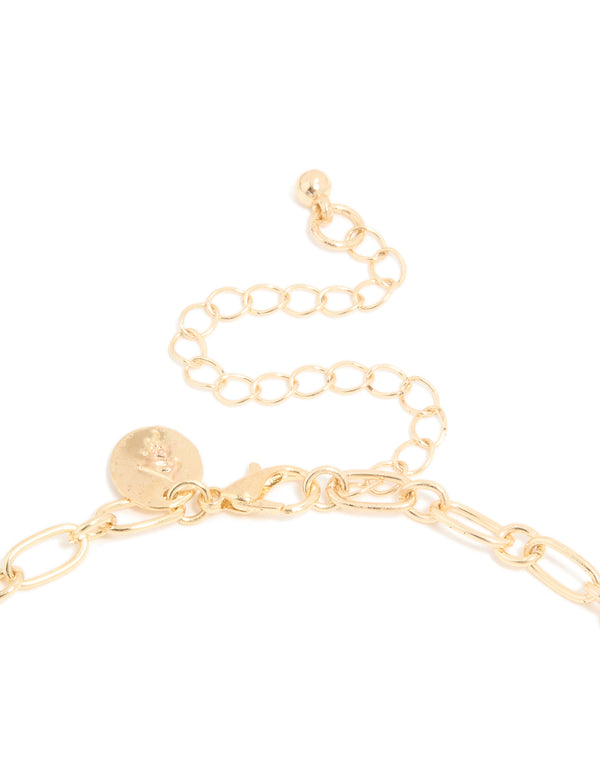 Kids Gold Gingerbread Man & Candy Cane Charm Necklace