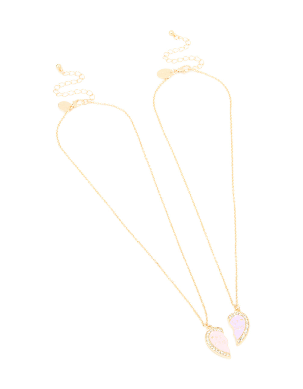 Kids Gold Pastel Heart BFF Necklaces 2-Pack