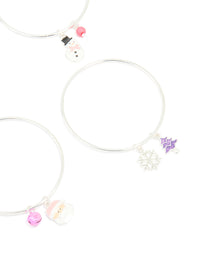 Kids Silver Purple Candy Cane & Santa Bangles 4-Pack - link has visual effect only