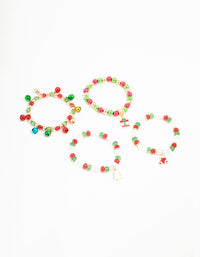 Kids Beaded Jingle Bell & Present Stretch Bracelets 4-Pack - link has visual effect only