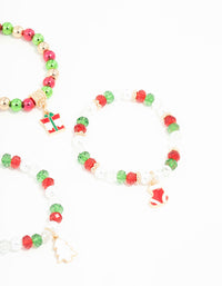 Kids Beaded Jingle Bell & Present Stretch Bracelets 4-Pack - link has visual effect only