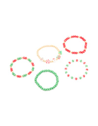 Kids Beaded Santa & Festive Stretch Bracelets 5-Pack - link has visual effect only