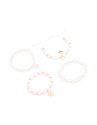 Kids Beaded Snowflake Stretch Bracelets 4-Pack - link has visual effect only