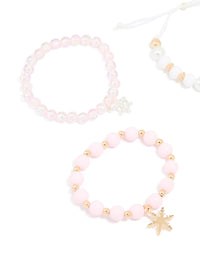 Kids Beaded Snowflake Stretch Bracelets 4-Pack - link has visual effect only