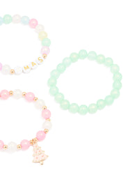 Kids Beaded Merry & Festive Tree Stretch Bracelets 5-Pack - link has visual effect only