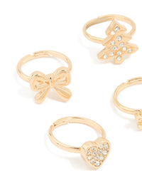 Kids Gold Diamante Reindeer & Snowflake Rings 6-Pack - link has visual effect only