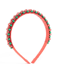 Kids Green & Red Beaded Headband - link has visual effect only