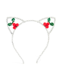 Kids Silver Tinsel Holly Reindeer Headband - link has visual effect only