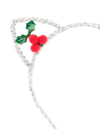 Kids Silver Tinsel Holly Reindeer Headband - link has visual effect only