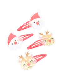 Kids Red Coated Metal Reindeer & Santa Snap Clips 4-Pack - link has visual effect only