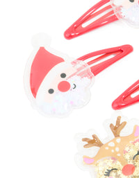 Kids Red Coated Metal Reindeer & Santa Snap Clips 4-Pack - link has visual effect only