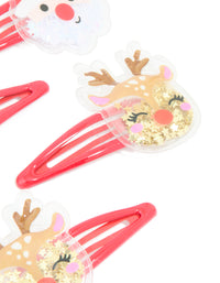 Kids Red Coated Metal Reindeer & Santa Snap Clips 4-Pack - link has visual effect only