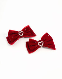 Kids Festive Fabric Heart Bow Clips 2-Pack - link has visual effect only
