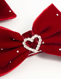 Kids Festive Fabric Heart Bow Clips 2-Pack - link has visual effect only