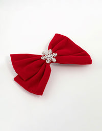 Kids Red Fabric & Diamante Snowflake Bow Clip - link has visual effect only