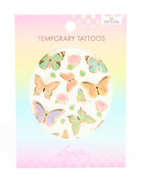 Kids Pastel Butterfly & Flower Temporary Tattoo Set - link has visual effect only