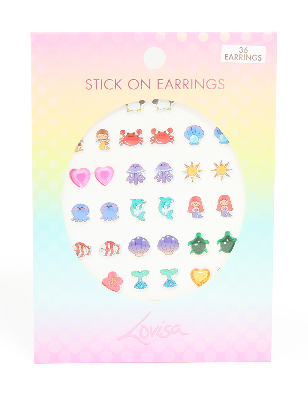Kids Pastel Sea Themed Stick-On Earrings Set
