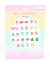 Kids Pastel Sea Themed Stick-On Earrings Set - link has visual effect only