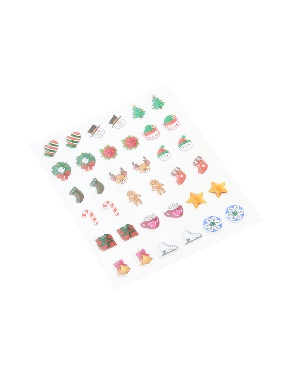 Kids Xmas Stick On Earrings Set