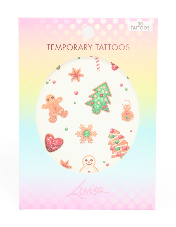Kids Santa & Gingerbread Man Temporary Tattoo Pack