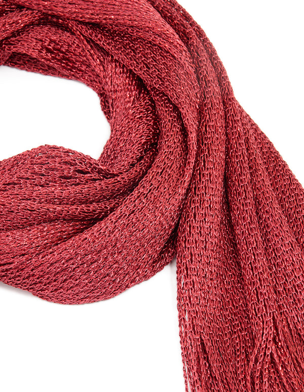 Red Glitter Fabric Draped Scarf