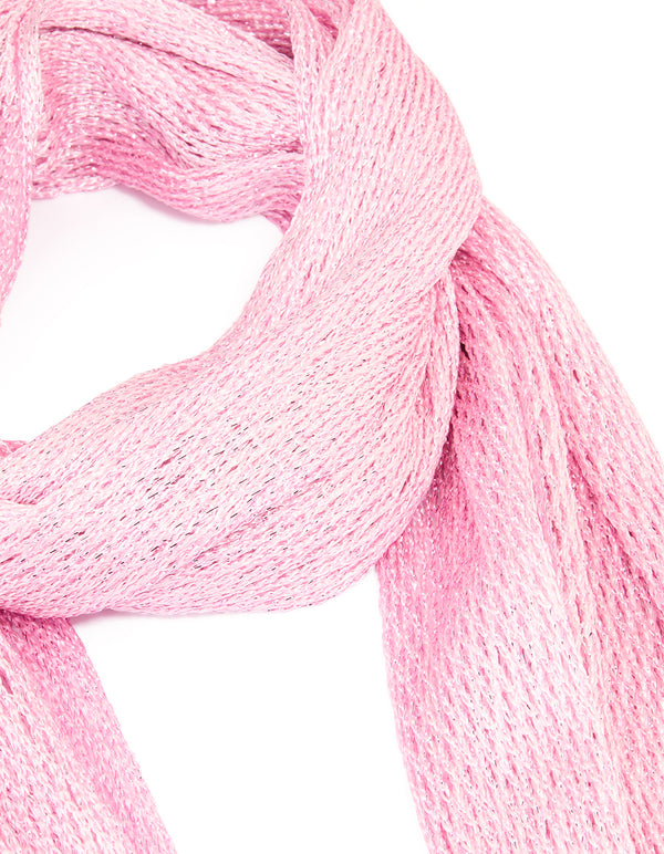 Pink Glitter Fabric Draped Scarf