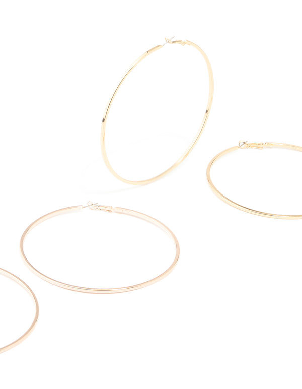 Mixed Metal Classic XL Hoop Earrings 3-Pack