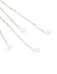 Silver Diamante Cup Chain Pearl Double Drop Earrings - link has visual effect only