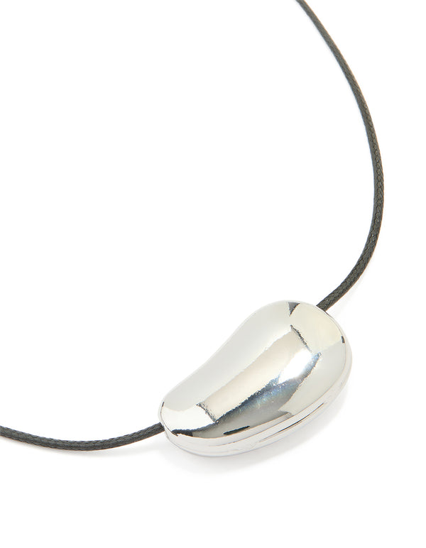 Silver Pebble Cord Medium Pendant Necklace