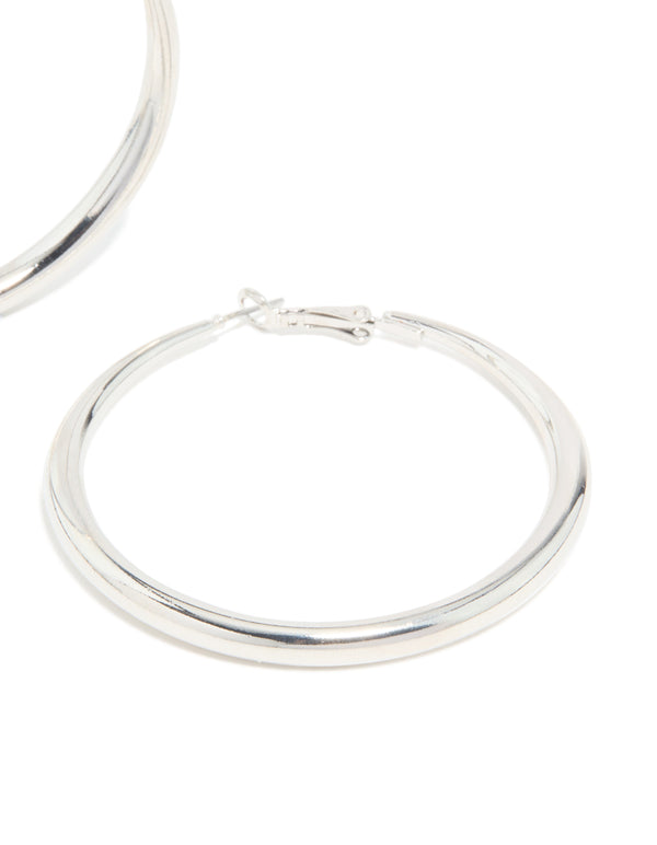 Silver Dome Hoop Earrings