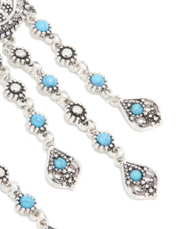 Antique Silver Blue Circle Drop Earrings - link has visual effect only